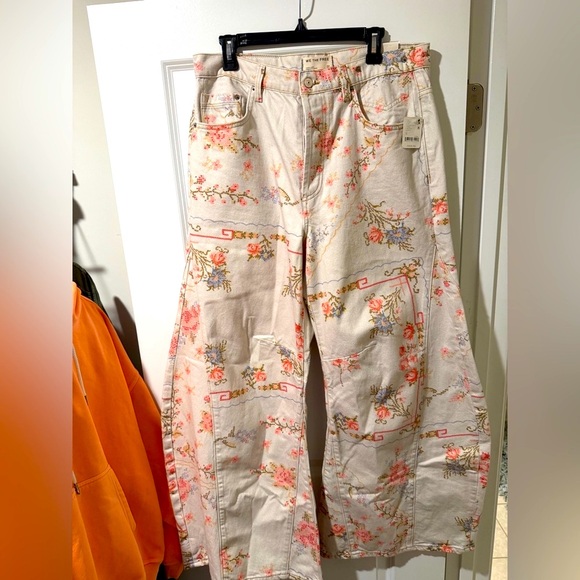 Free People Floral Denim Pants - Picture 2 of 6